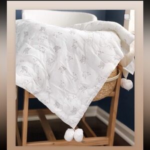 PEHR BABY Nursery Blanket QUILT Organic POM POM *Little Lambs*